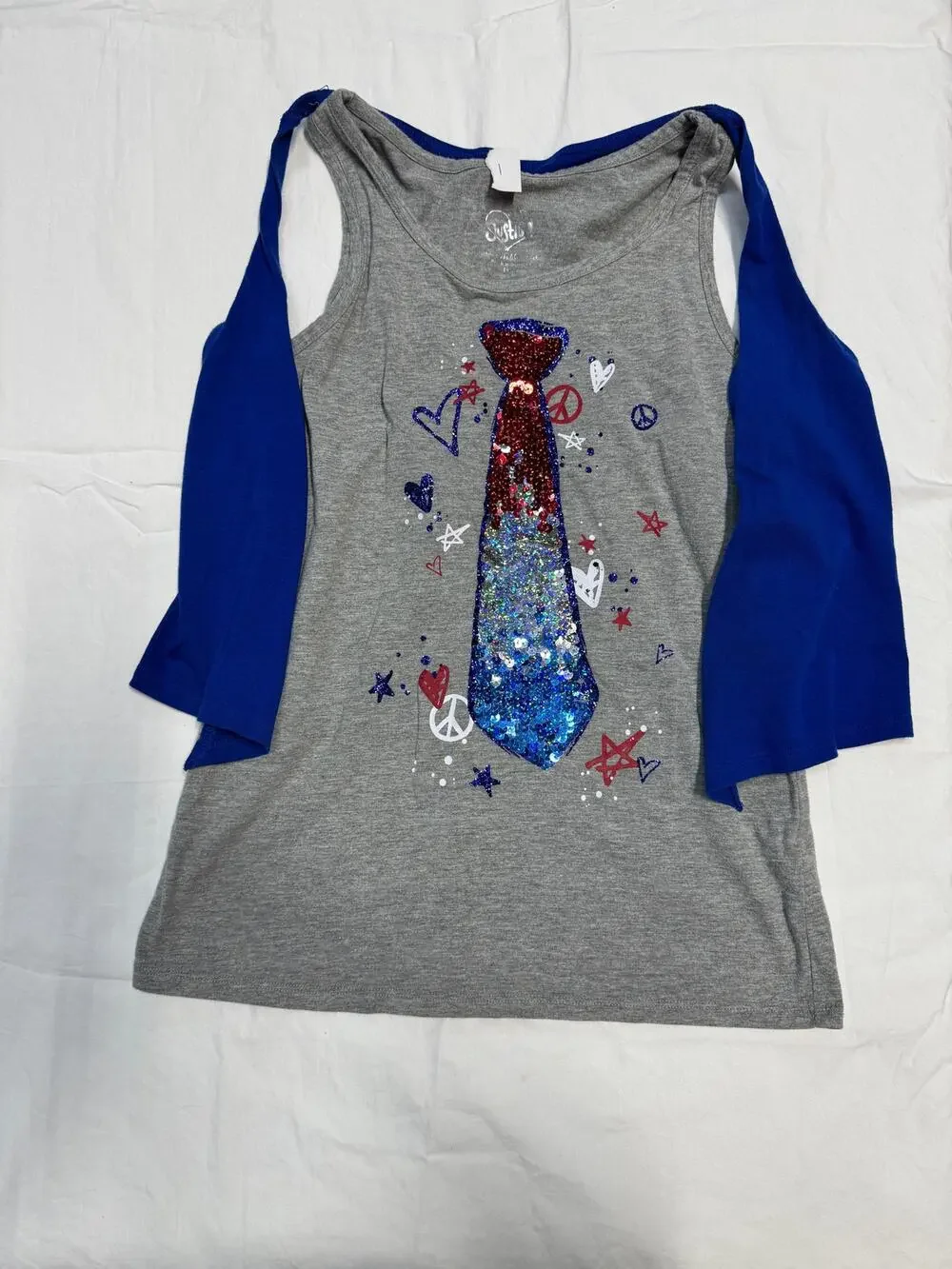 2 Items for $6 Justice Girls Thank top Shirt with vest Size 14